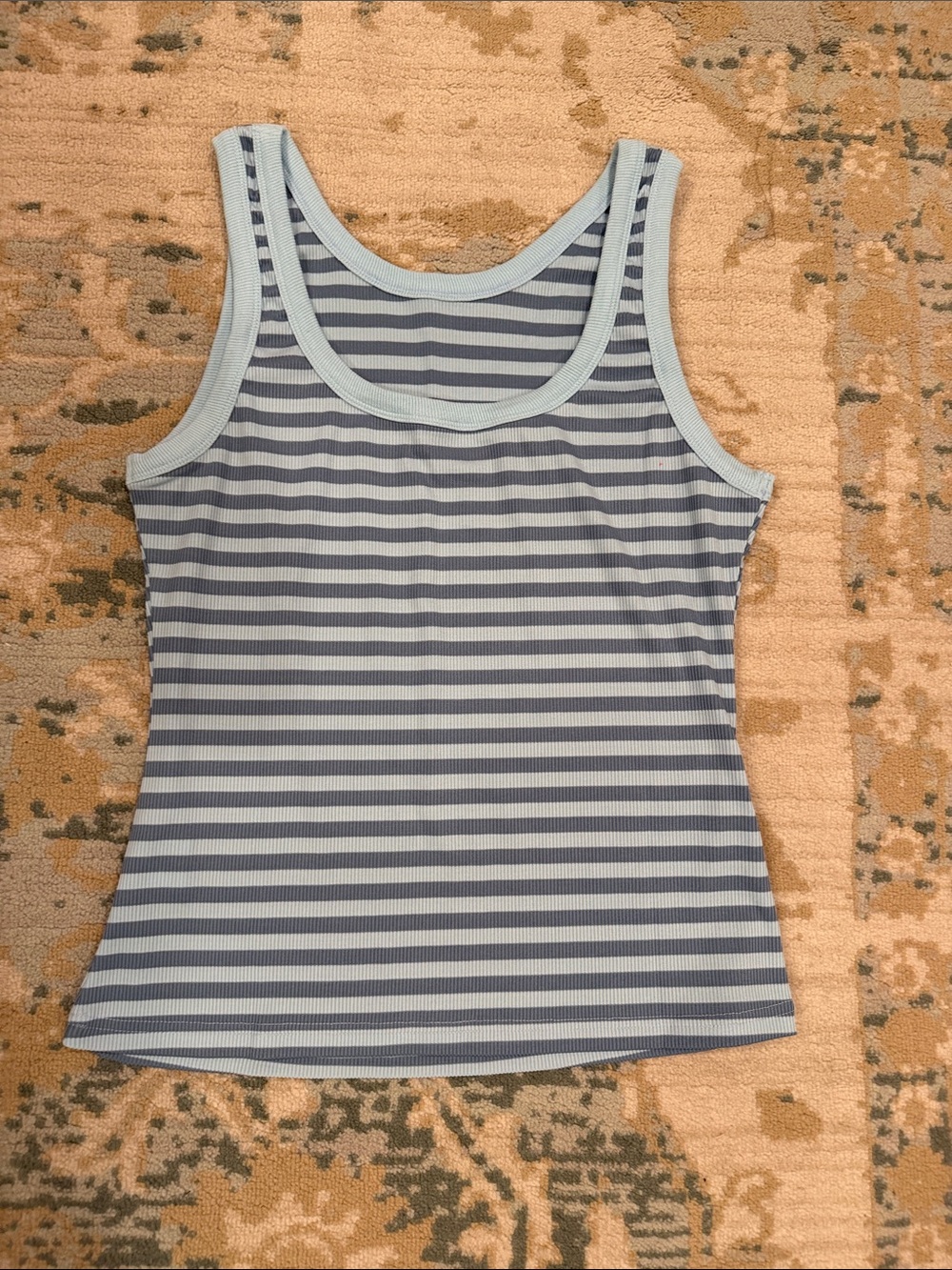 Striped Blue and White Tank Top - Women's Casual Scoop Neck
